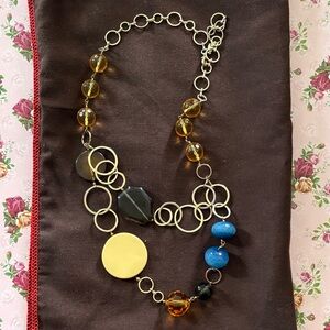 Stella & Dot Gold and Blue Circle Necklace